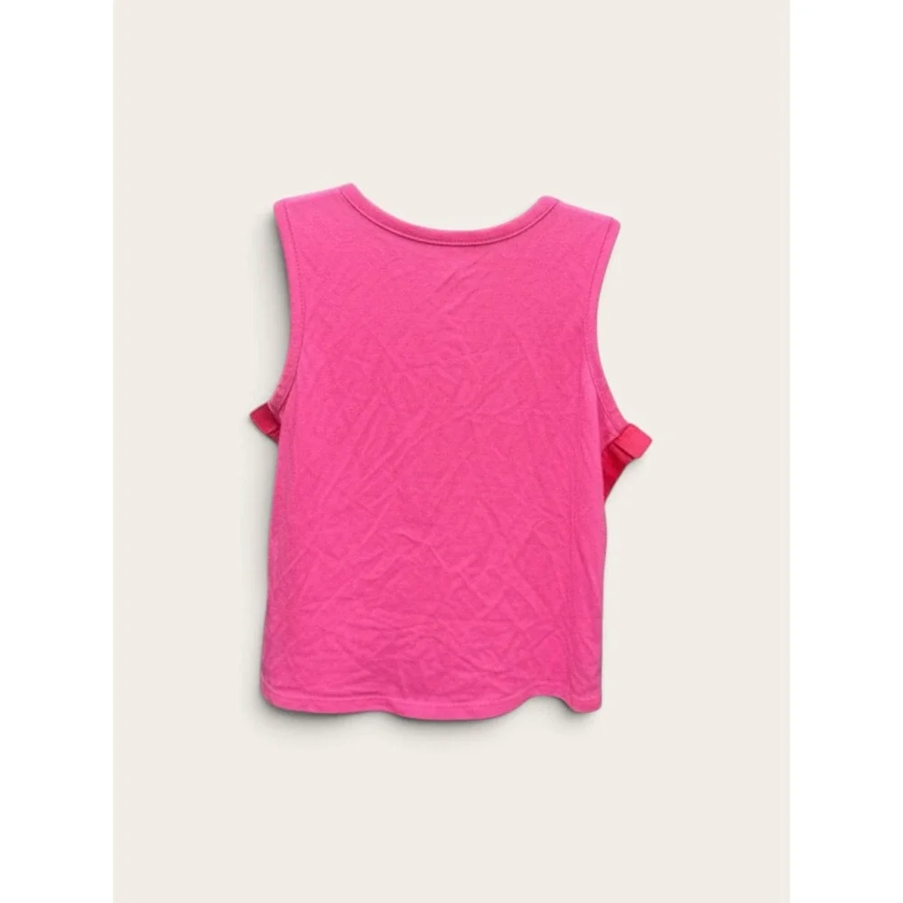 Justice Girls Pink I Am More Than Enough Glitter Graphic Tie Front Tank Top XS